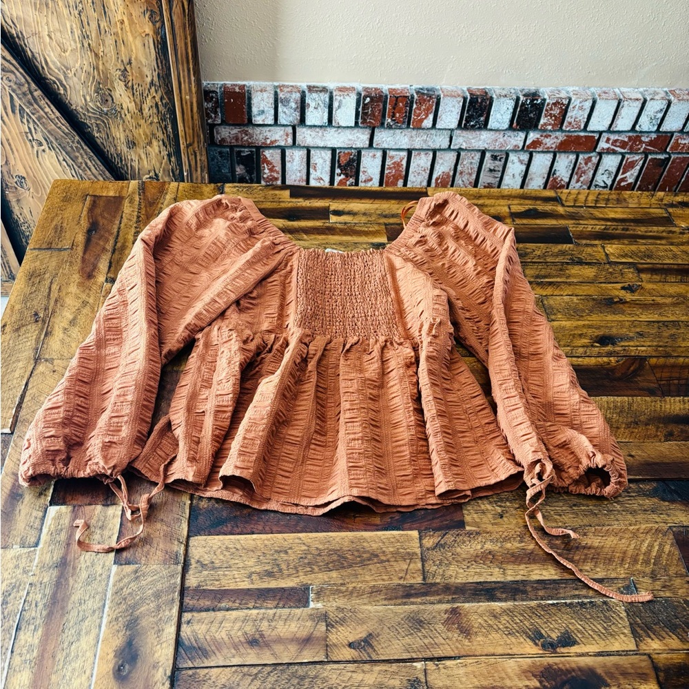Love Riche Rust Textured Blouse - Picture 4 of 5